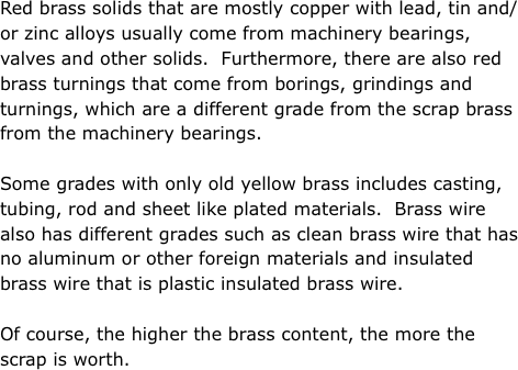 Red brass solids that are